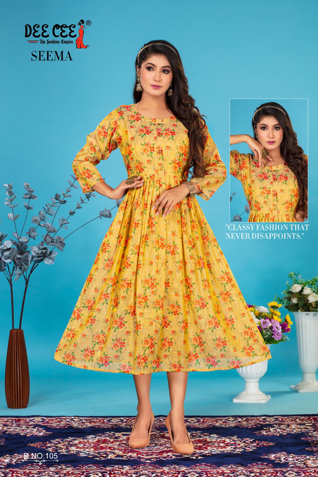 Seema By Deecee Long Ghera Silk Digital Printed Kurtis Wholesale Clothing Suppliers In India